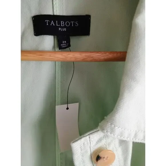 Talbots women's utility or chore jacket in a light mint green plus 2X coastal